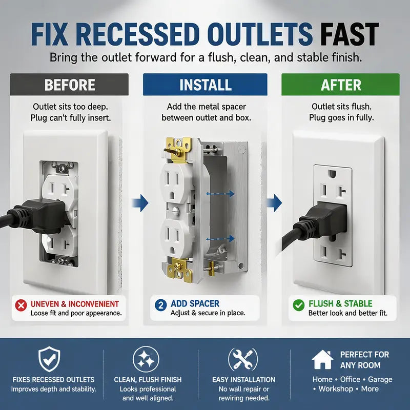 Metal Wall Plate Spacers for Loose Outlet Leveling & Flush Fit Repair