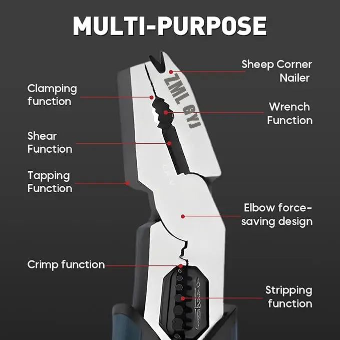 6-in-1 Industrial Multi-Function Wire Stripper & Pliers Tool
