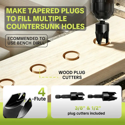 15 Pcs Adjustable Depth Stop Countersink Drill Bit Set with Hex Shank