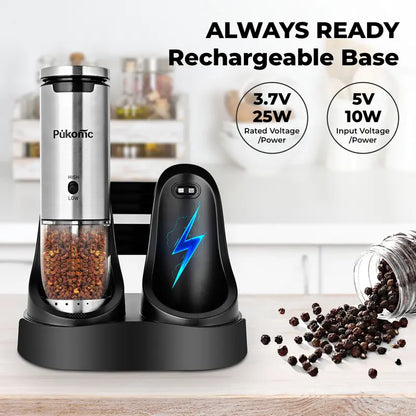 Rechargeable Electric Salt and Pepper Grinder Set