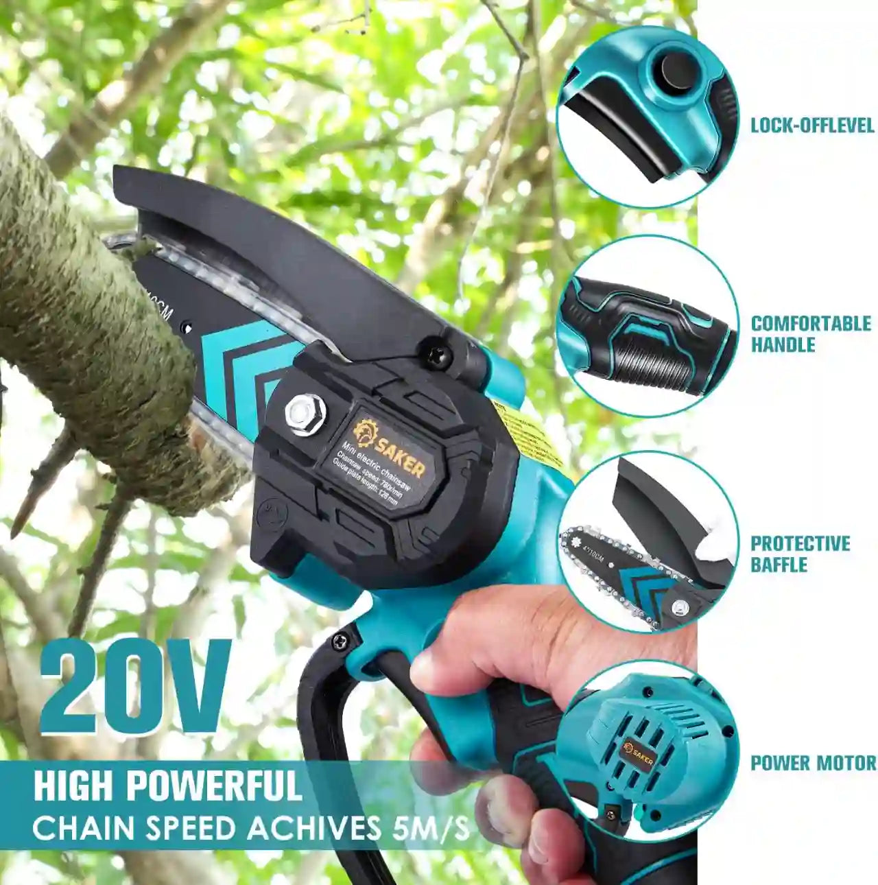 Mini Chainsaw – Ultra-Lightweight Pure Copper Motor For Effortless One-Hand Pruning