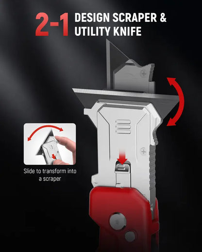 2-in-1 Folding Utility Knife & Razor Blade Scraper Tool