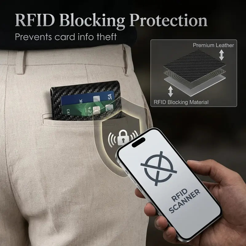 Ultra-Slim RFID Blocking Metal Pop-Up Bifold Wallet for Men