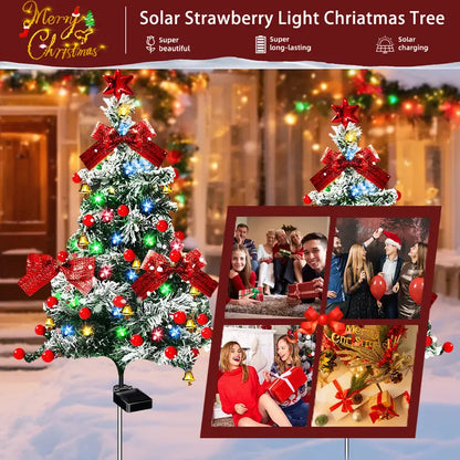 Solar-Powered Outdoor Christmas Tree Lights with Multicolor Strawberry Bulbs