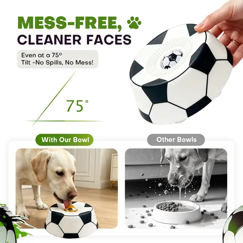 Interactive Soccer Dog Lick Bowl Slow Feeder For Anxiety Relief
