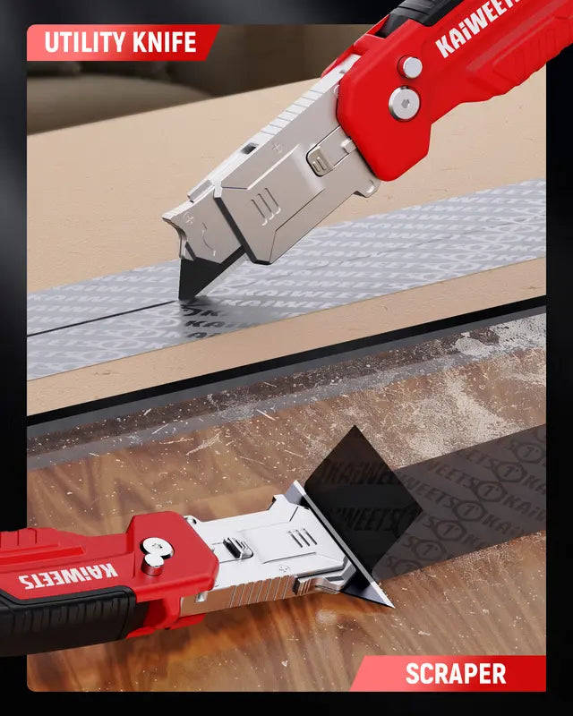 2-in-1 Folding Utility Knife & Razor Blade Scraper Tool