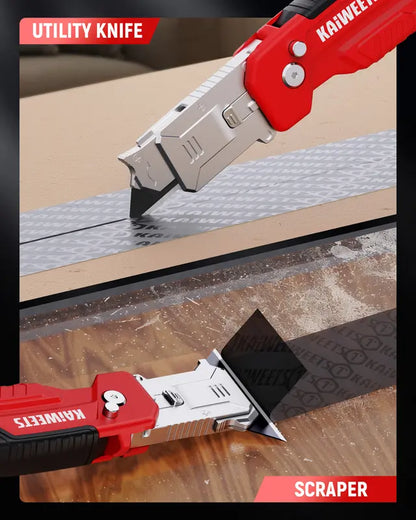 2-in-1 Folding Utility Knife & Razor Blade Scraper Tool
