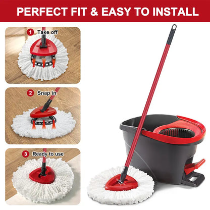 Microfiber Spin Mop Refills & Base Scrub Brush Set