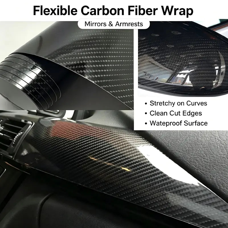 6D Gloss Carbon Fiber Vinyl Wrap Film for Car Interior and Exterior