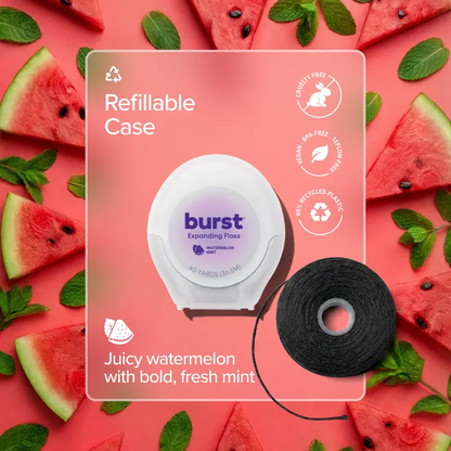 Expanding Black Dental Floss with Watermelon Mint