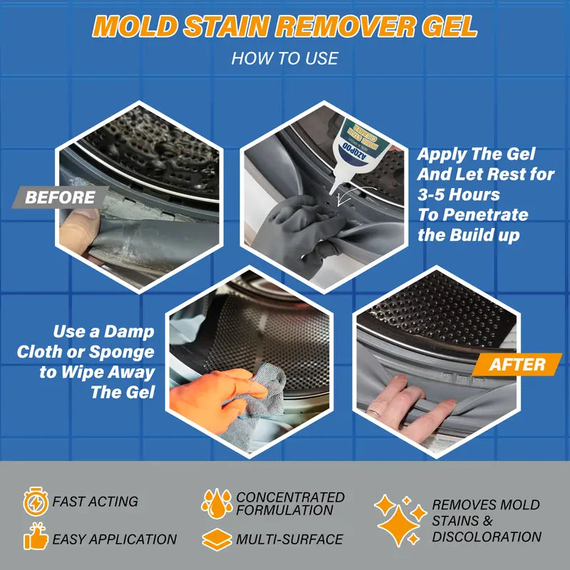 Professional Heavy-Duty Mold & Grout Stain Removal Gel With Built-In Brush