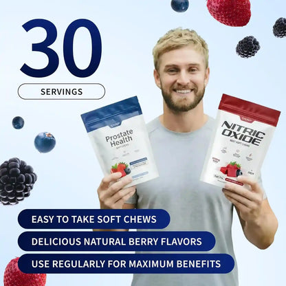 Restore Peak Vitality with Dual-Action Prostate Support and Nitric Oxide Boost Soft Chews