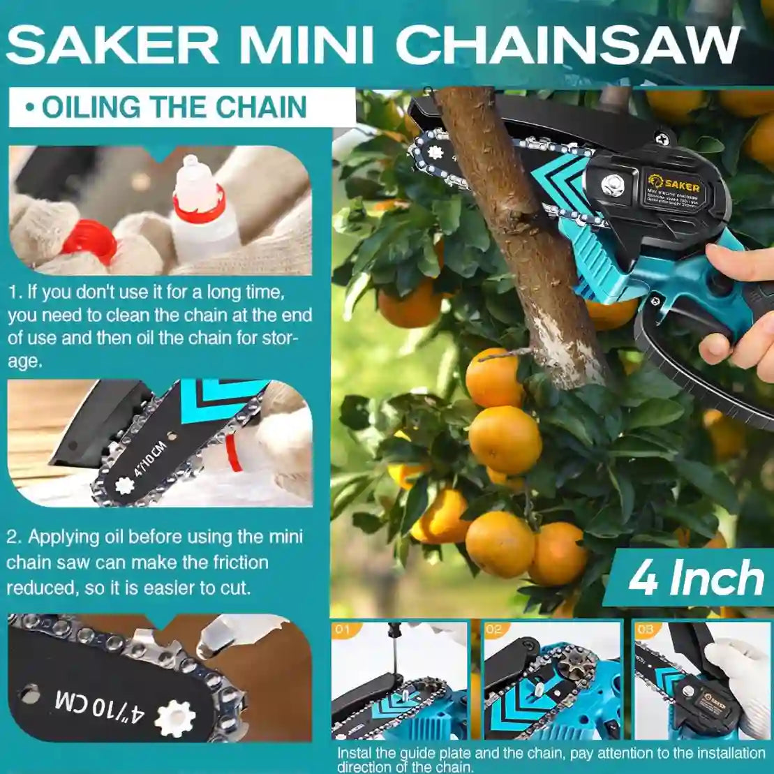 Mini Chainsaw – Ultra-Lightweight Pure Copper Motor For Effortless One-Hand Pruning