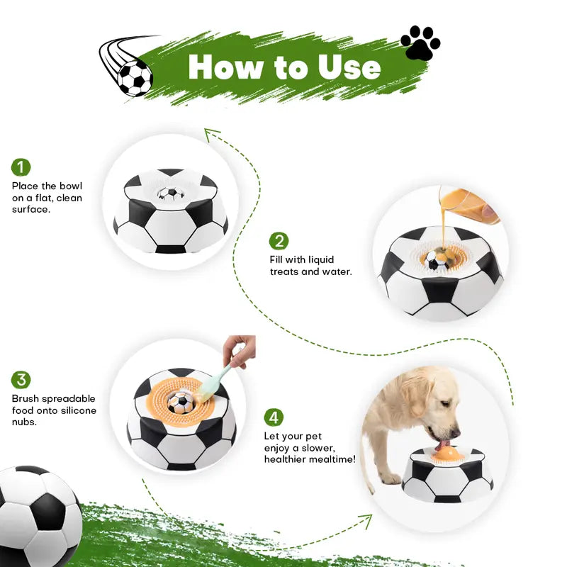 Interactive Soccer Dog Lick Bowl Slow Feeder For Anxiety Relief