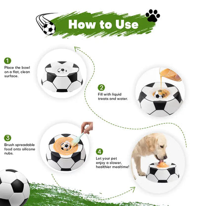Interactive Soccer Dog Lick Bowl Slow Feeder For Anxiety Relief