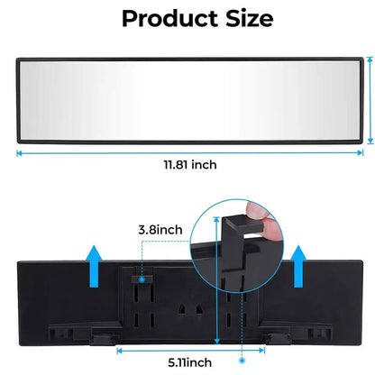 Crystal Clear Panoramic Rearview Mirror | 2 Pack per Set