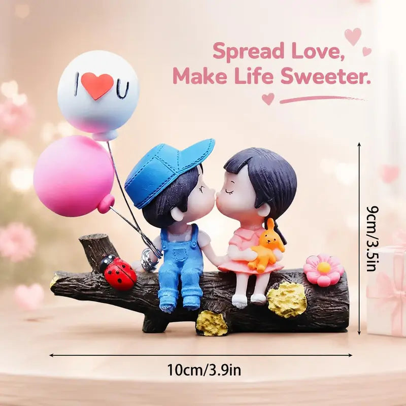 Cute Romantic Cartoon Couple Car Dashboard Ornament Figurine