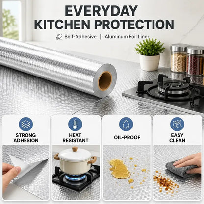 Self-Adhesive Oil-Proof & Heat-Resistant Aluminum Foil Kitchen Wall Sticker | Buy 1 Get 1 Free