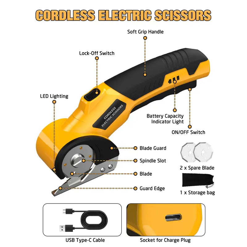 Electric Scissors – Cordless 4V Power For Effortless Heavy-Duty Cutting