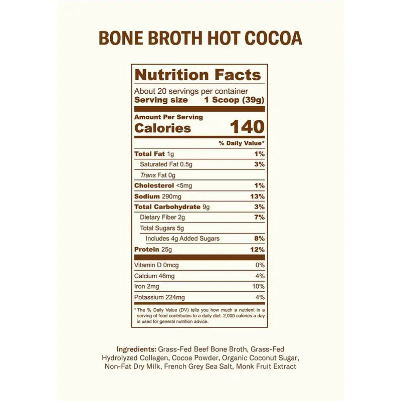 Indulge in Rich Hot Cocoa Powered by 25g Bone Broth Protein & Collagen