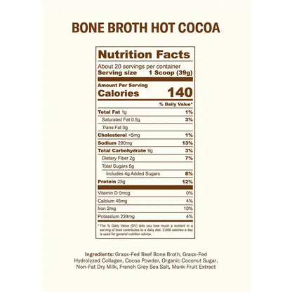 Indulge in Rich Hot Cocoa Powered by 25g Bone Broth Protein & Collagen