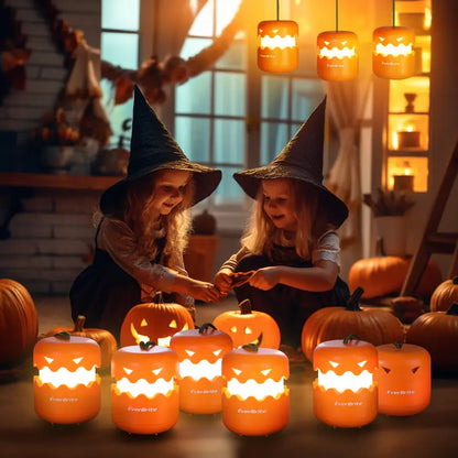 Collapsible Pop Up Halloween Pumpkin Lanterns With Lanyard