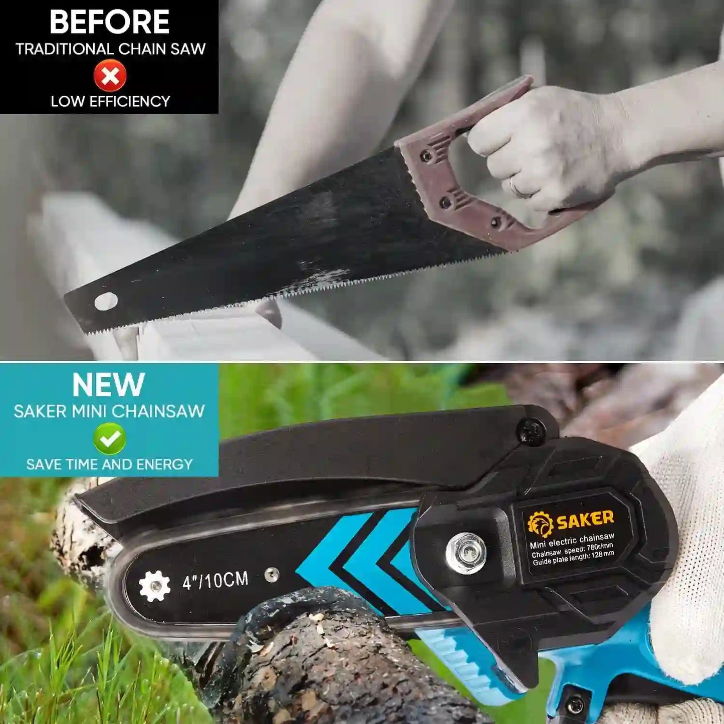 Mini Chainsaw – Ultra-Lightweight Pure Copper Motor For Effortless One-Hand Pruning