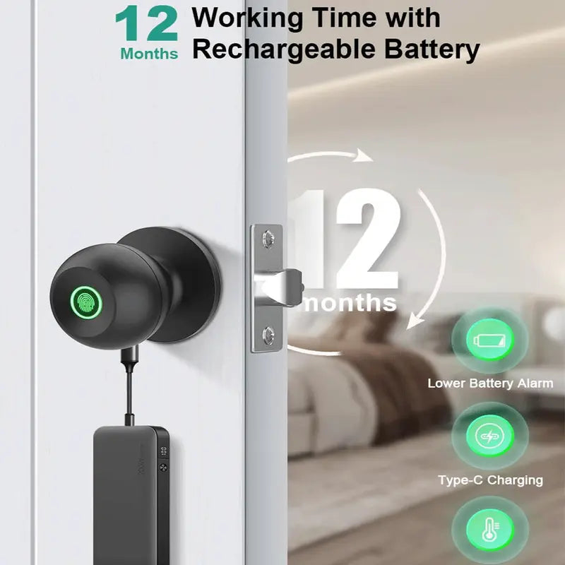 Smart Door Knob – 0.3s Biometric Fingerprint Access For Keyless Instant Home Security