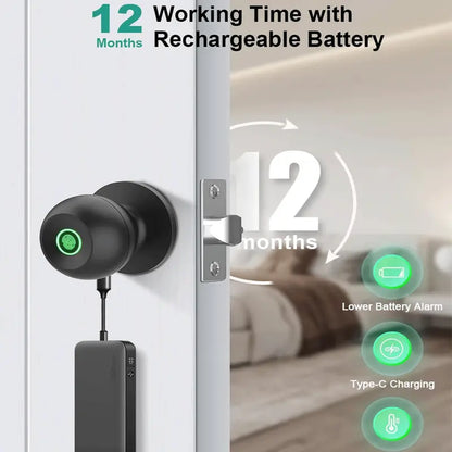 Smart Door Knob – 0.3s Biometric Fingerprint Access For Keyless Instant Home Security