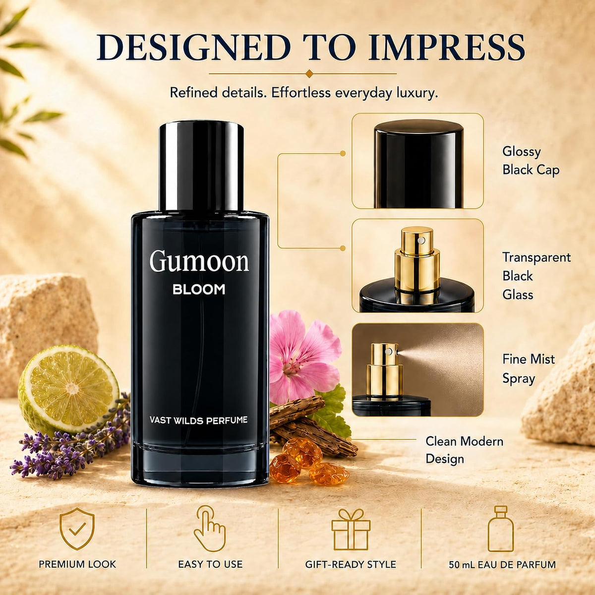 Gumoon Bloom Unisex Long-Lasting Fresh Luxury Perfume