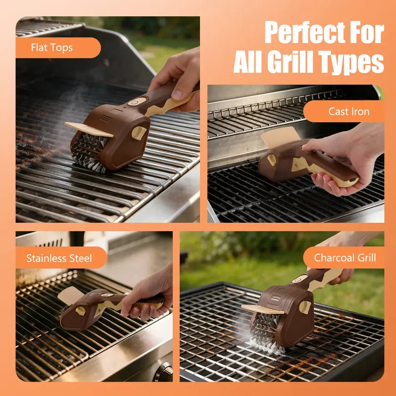 Electric BBQ Grill Brush Cordless Rechargeable Grill Cleaner
