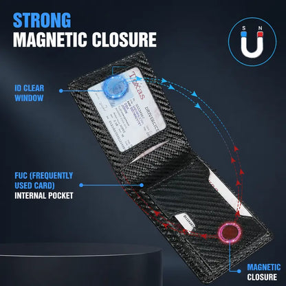 Ultra-Slim RFID Blocking Metal Pop-Up Bifold Wallet for Men