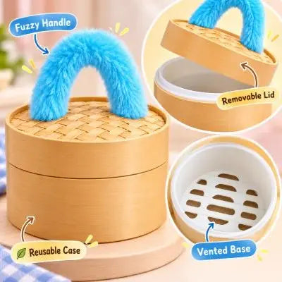 Cute Giant Rainbow Dumpling Plush Squishy With Bamboo Steamer Gift Box