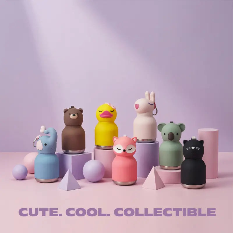 Mini Animal Stainless Steel Water Bottle with Backpack Clip Ring