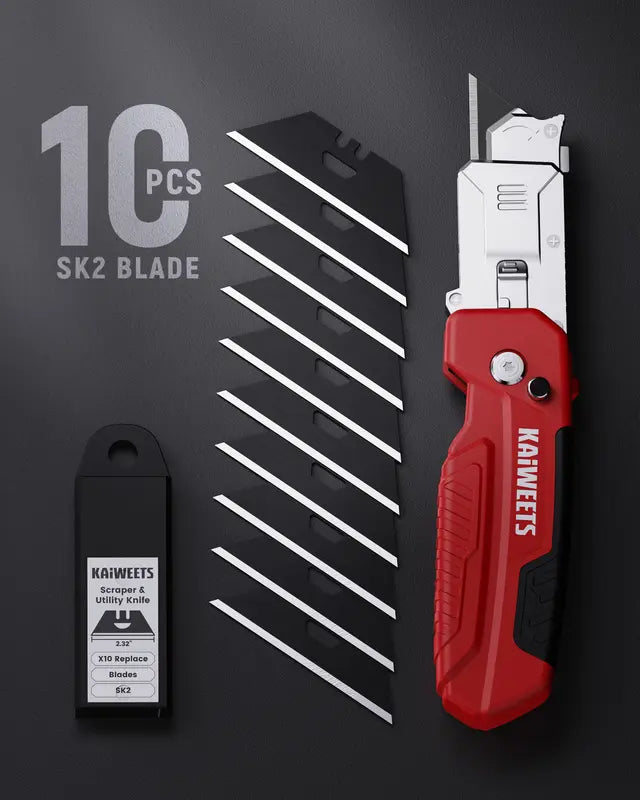 2-in-1 Folding Utility Knife & Razor Blade Scraper Tool