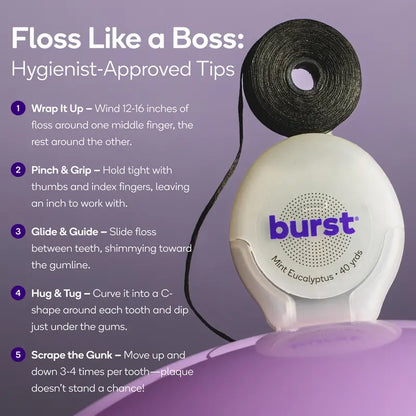 Expanding Black Dental Floss with Watermelon Mint