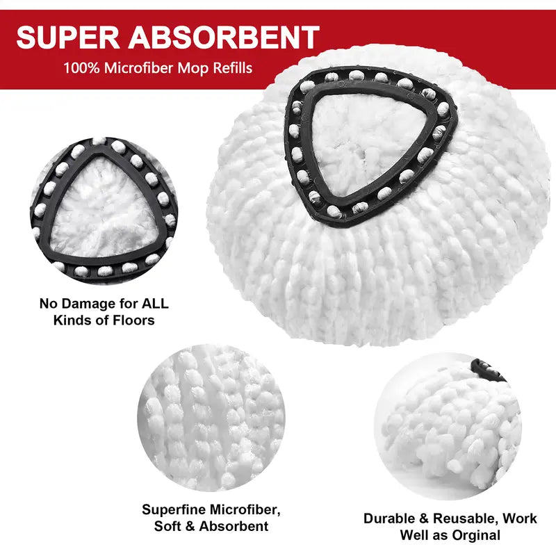 Microfiber Spin Mop Refills & Base Scrub Brush Set