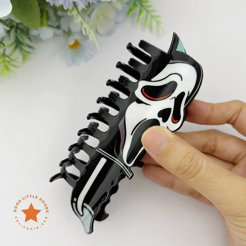 Bold Double-Sided Horror Character Claw Clips for Secure, Non-Slip Daily Styling