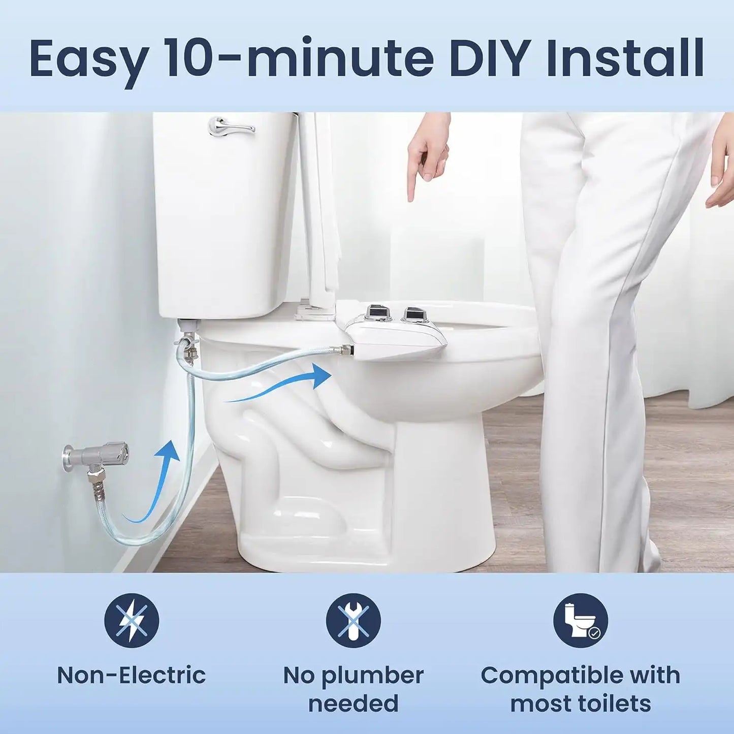 Bidet Toilet Attachment – 360° Self-Cleaning Dual Nozzles For Feminine & Rear Wash