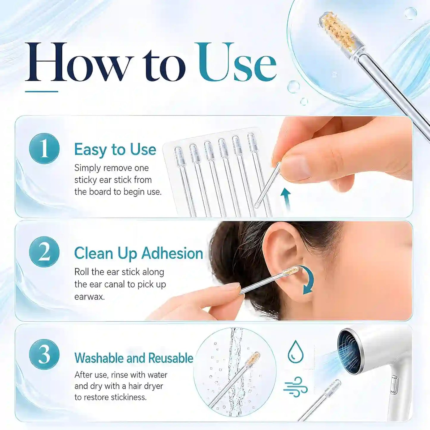 Sticky Ear Cleaning Stick for Gentle Earwax Removal and Clearer Hearing Comfort