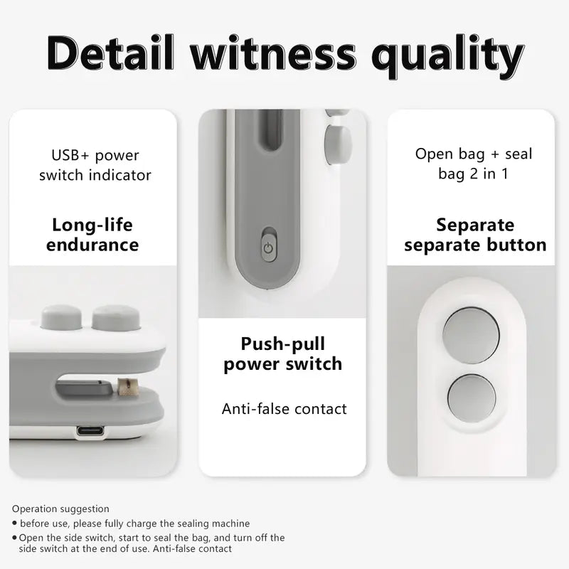 Bag Sealer – 2-in-1 Instant Heat Tech For Locking Food Freshness