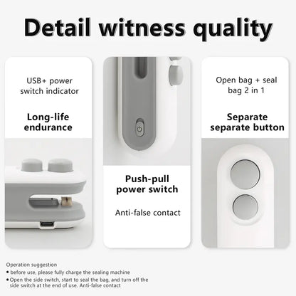 Bag Sealer – 2-in-1 Instant Heat Tech For Locking Food Freshness