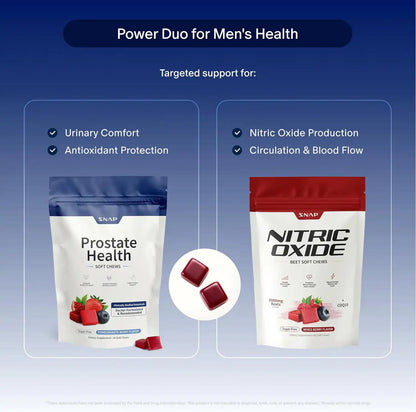 Restore Peak Vitality with Dual-Action Prostate Support and Nitric Oxide Boost Soft Chews