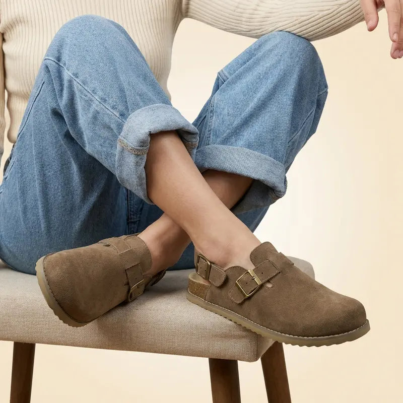 Ultimate Comfort Genuine Suede Slingback Clogs with Memory Foam