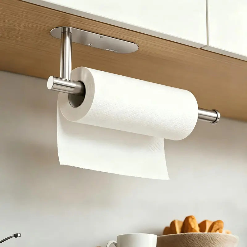 Adhesive Under Cabinet Paper Towel Holder for Storage
