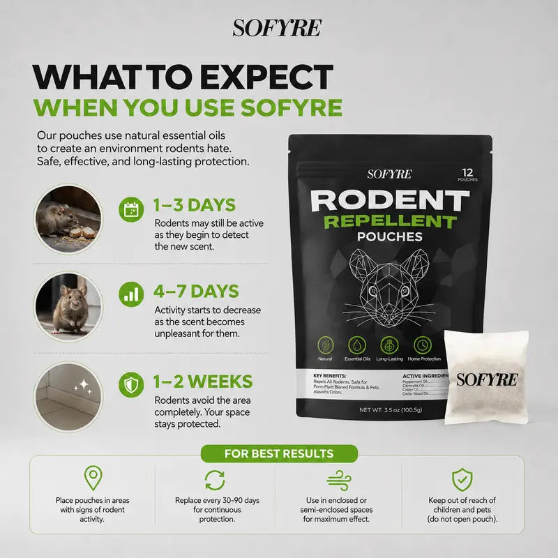 Keep Rodents Away Safely: 100% Natural Essential Oil Repellent Pouches