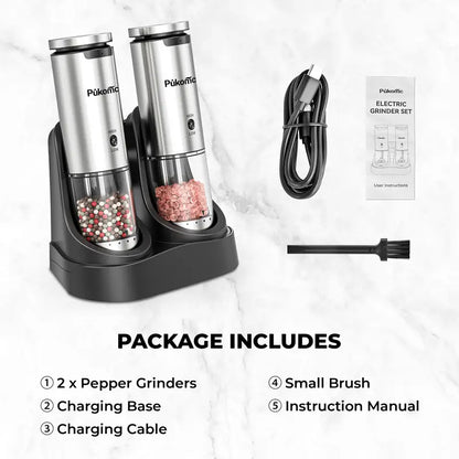 Rechargeable Electric Salt and Pepper Grinder Set