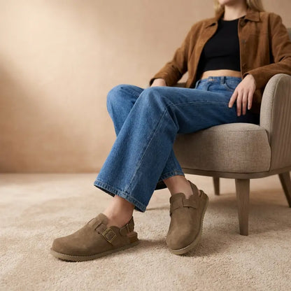 Ultimate Comfort Genuine Suede Slingback Clogs with Memory Foam