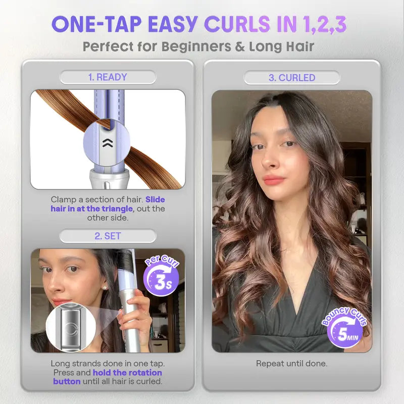 Effortless Auto-Rotating Hair Styler for Salon-Grade Bouncy Curls with Zero Heat Damage