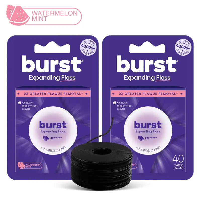 Expanding Black Dental Floss with Watermelon Mint